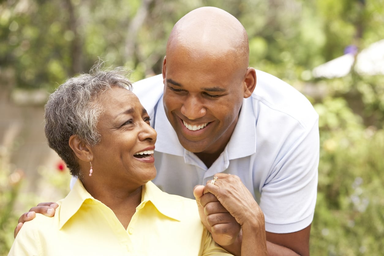 A caregiver supporting a resident in long-term care
